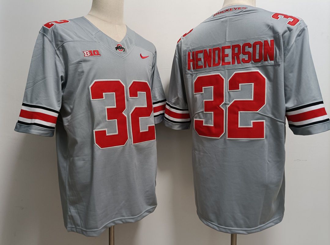 Men Ohio State Buckeyes #32 Henderson Grey Nike 2025 NCAA Jersey